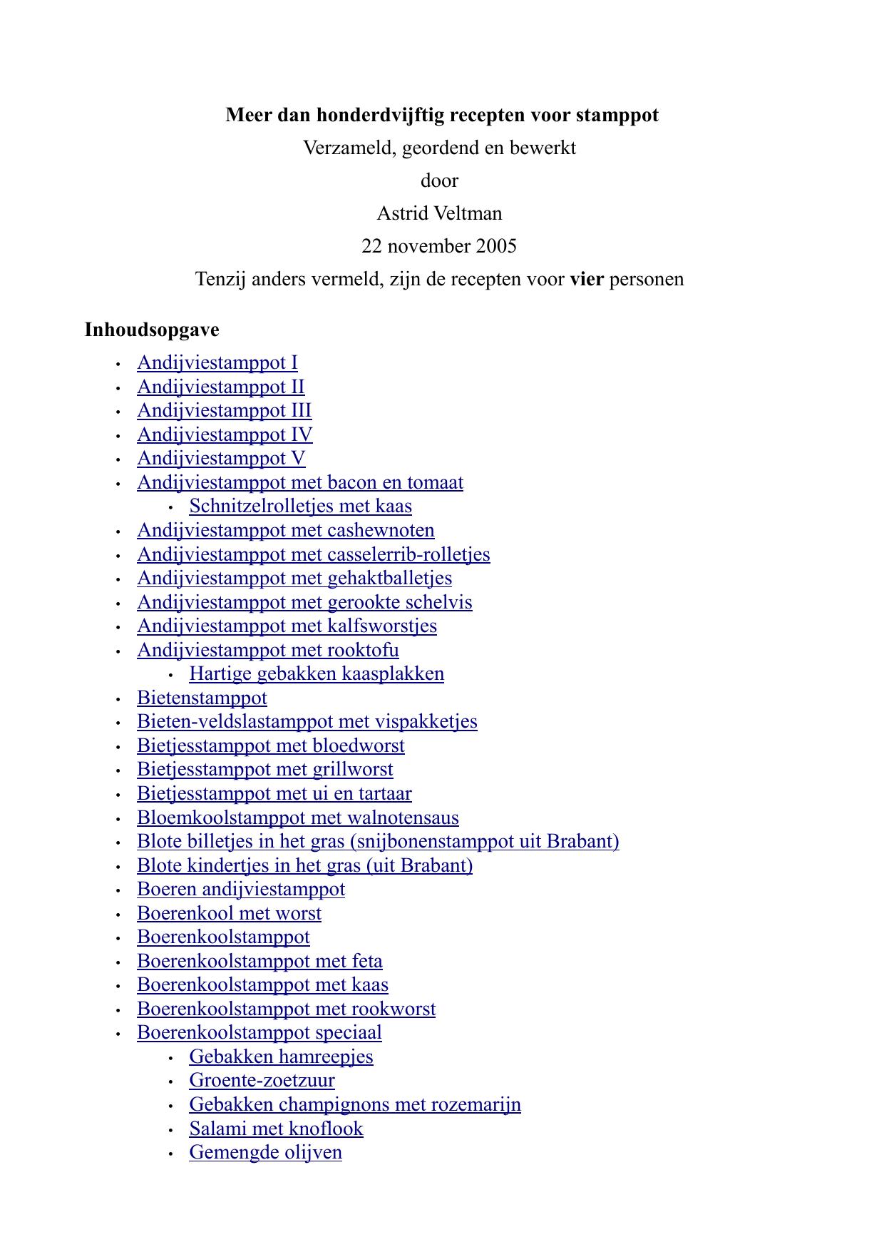 Meer dan honderdvijftig recepten voor stamppot