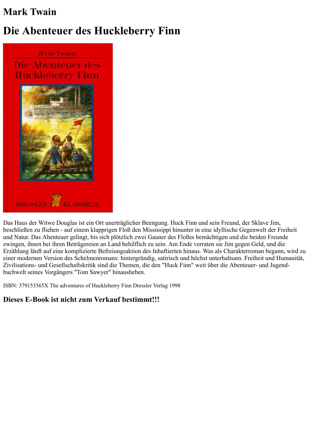 die abenteuer des huckleberry finn - mark twain